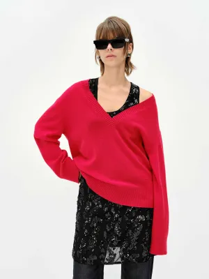 V-neck Loose Knit Sweater