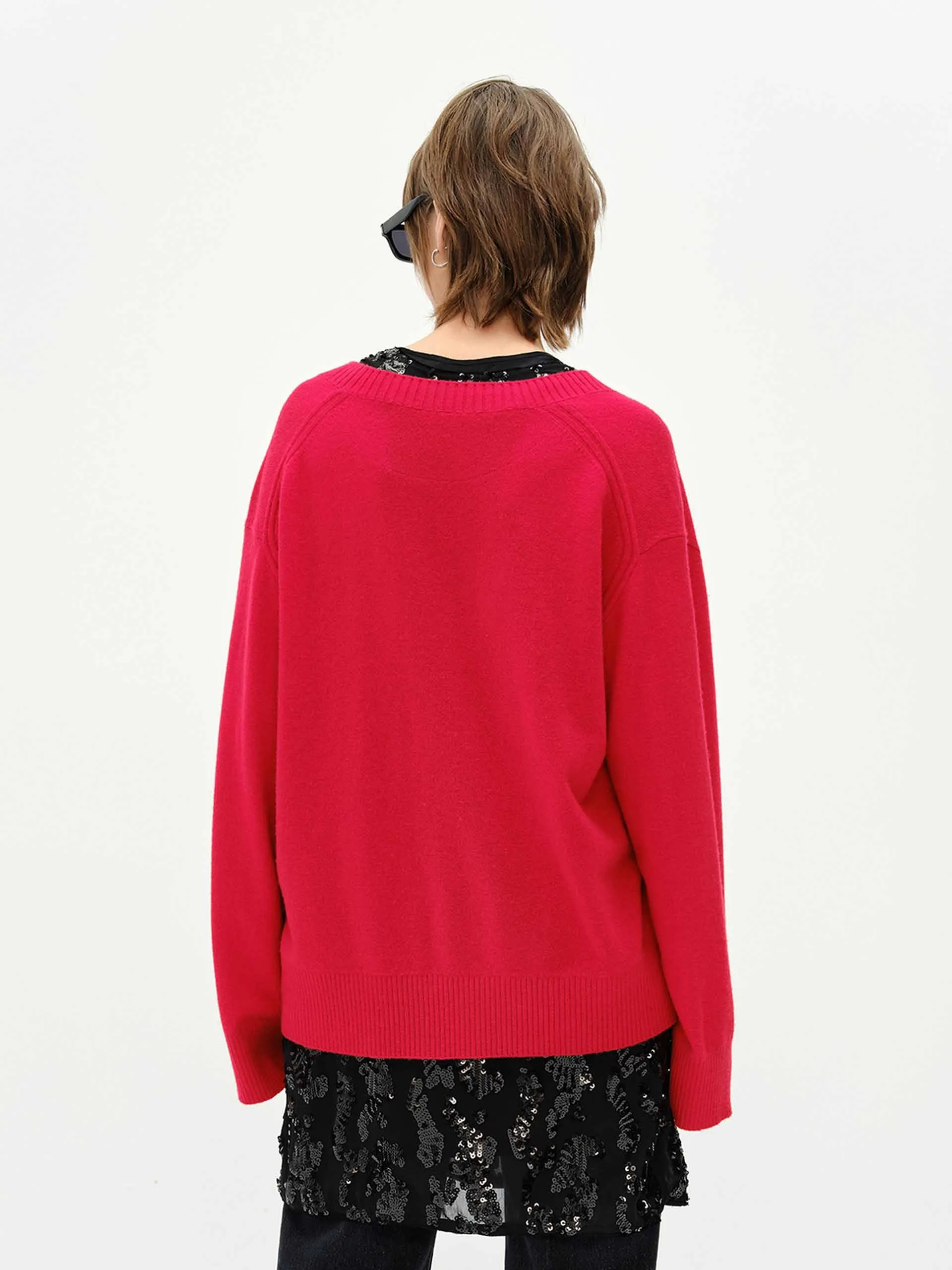 V-neck Loose Knit Sweater