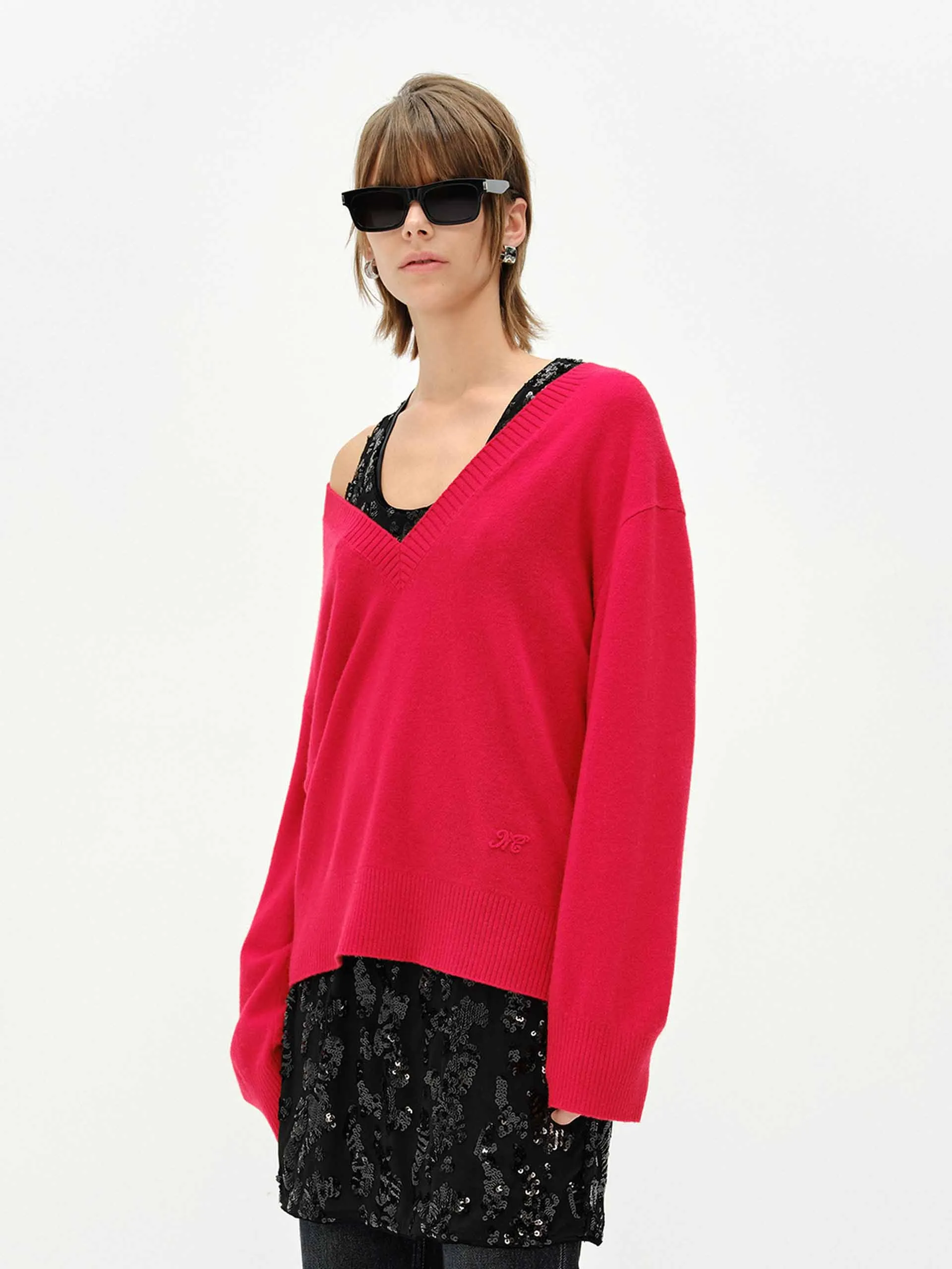 V-neck Loose Knit Sweater