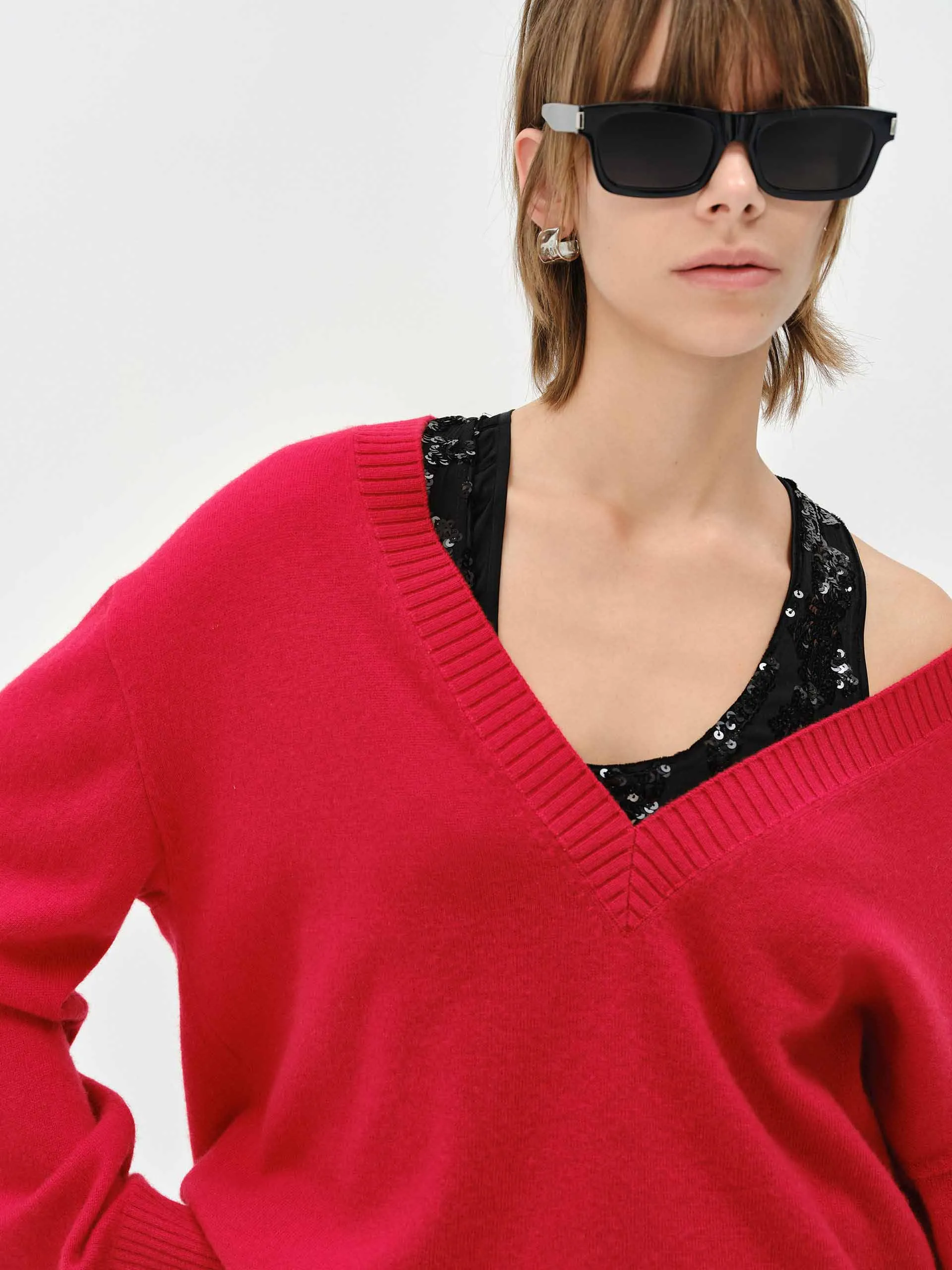 V-neck Loose Knit Sweater