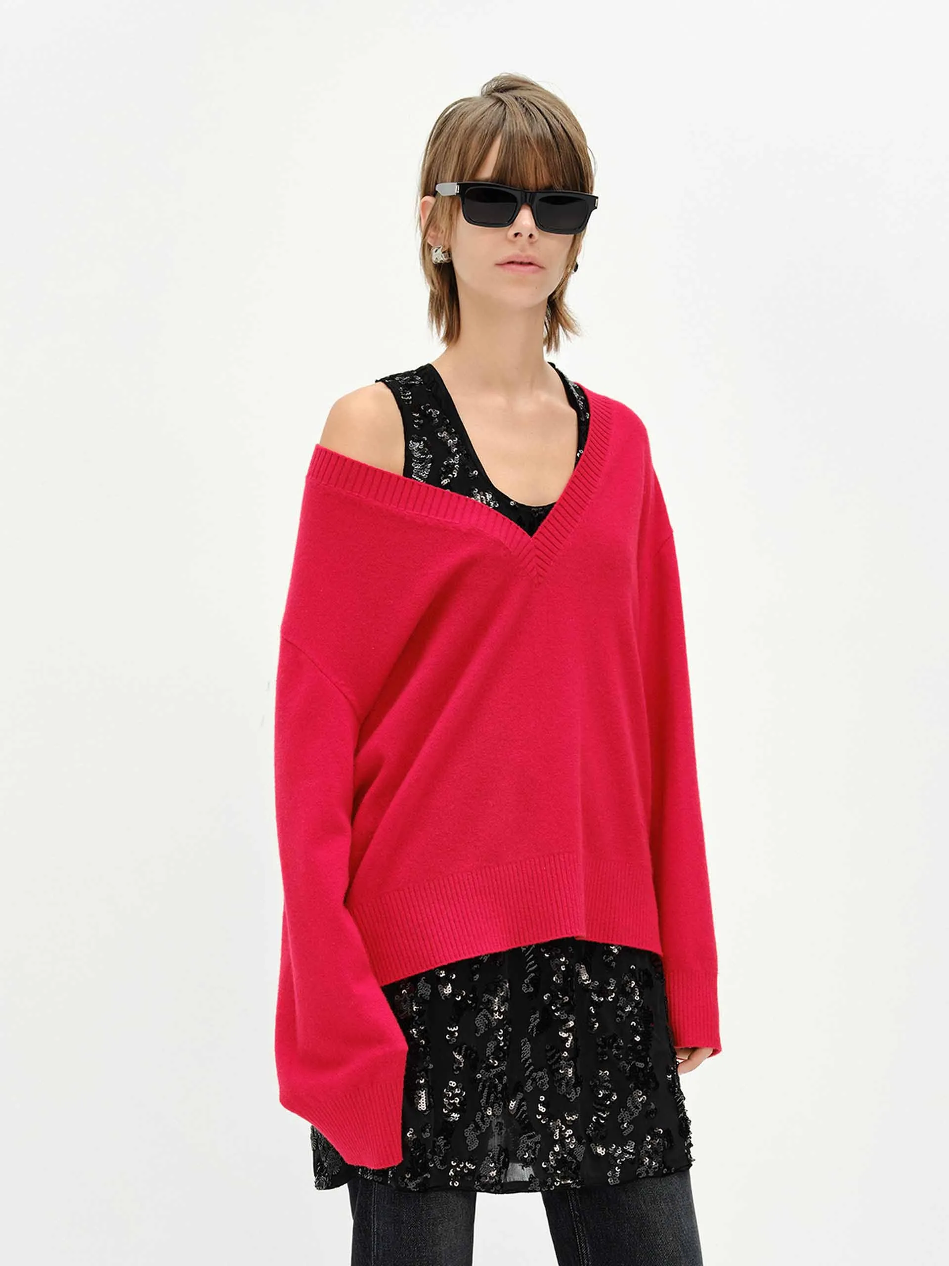 V-neck Loose Knit Sweater