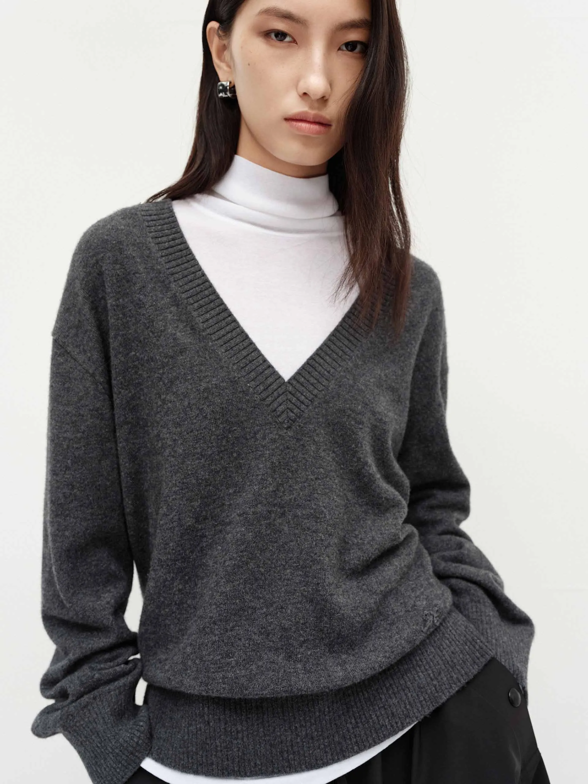 V-neck Loose Knit Sweater