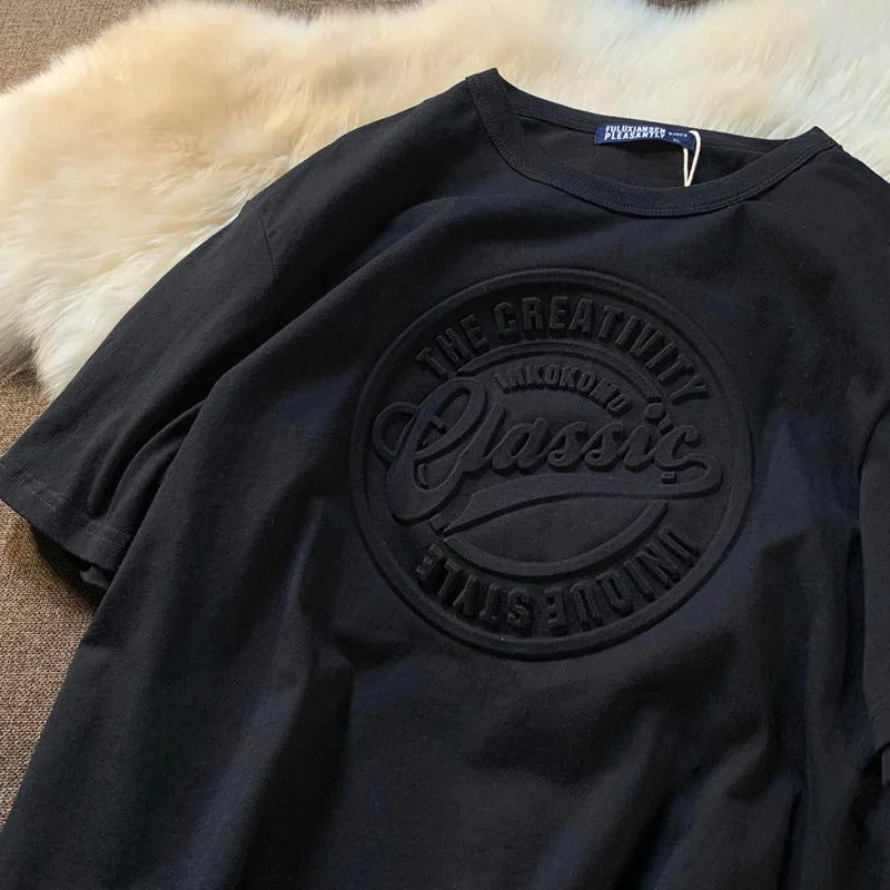 Vintage 3D Steel Seal Print Short-Sleeve T-Shirts
