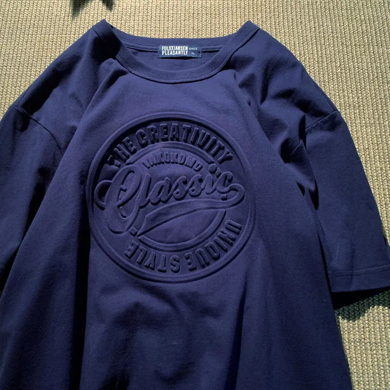 Vintage 3D Steel Seal Print Short-Sleeve T-Shirts