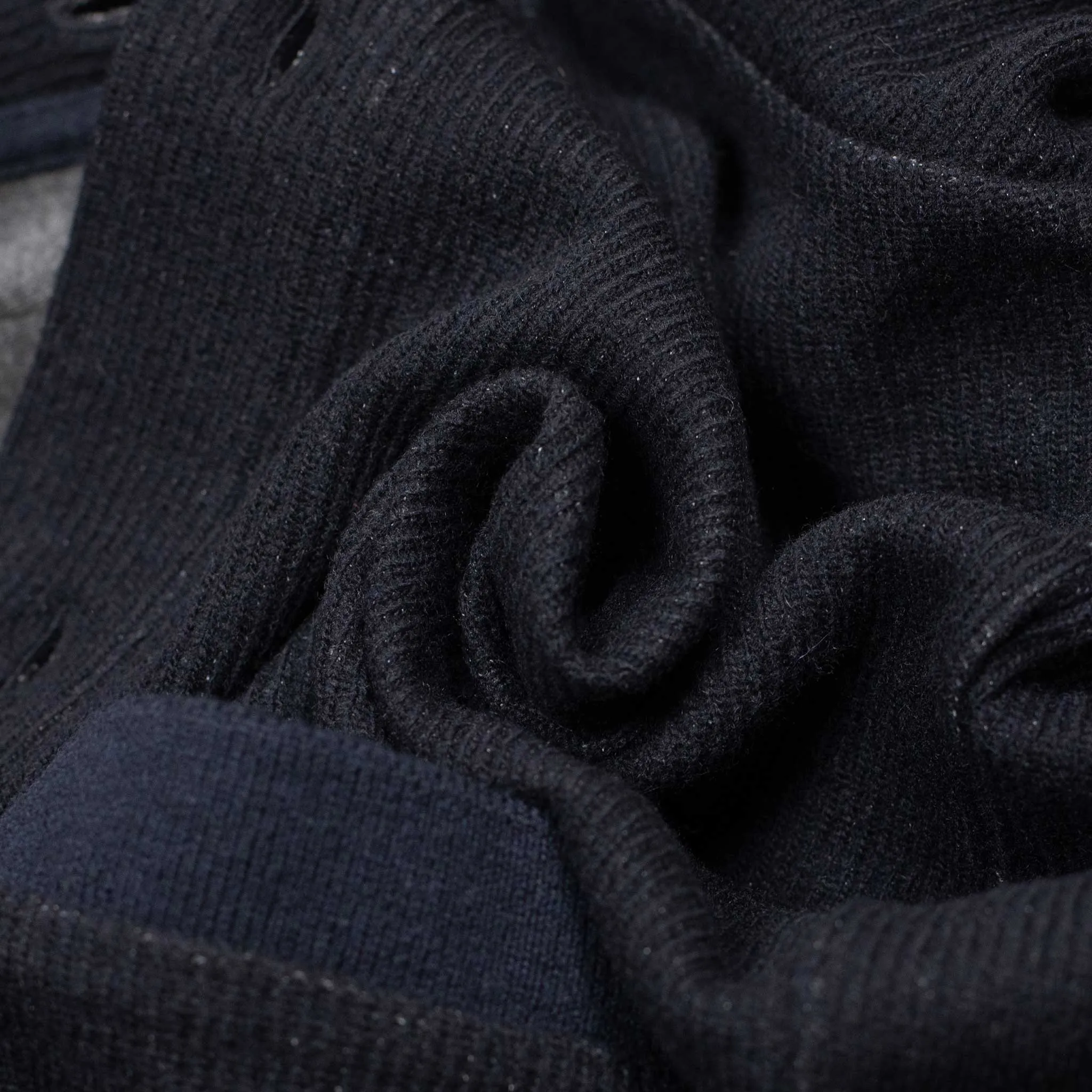Work jacket in navy blue ribbed heavy cotton and wool