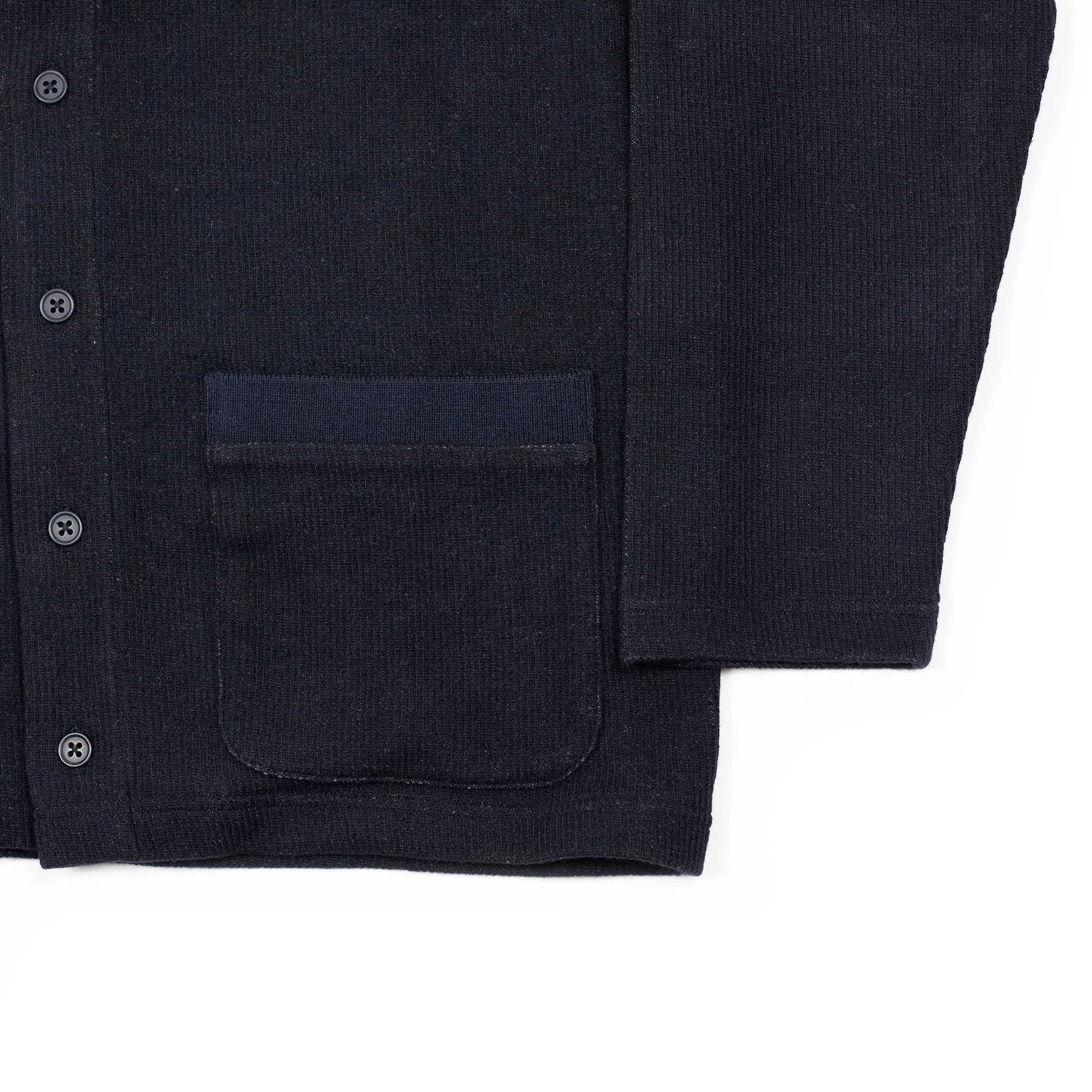 Work jacket in navy blue ribbed heavy cotton and wool
