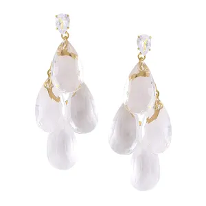 Yellow Chimes Earrings For Women Gold Tone Clear Crystal Studded Teardrop Shape Dangle Drop Earrings For Women and Girls