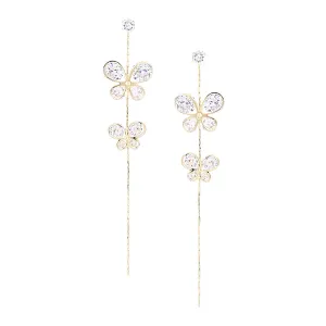 Yellow Chimes Earrings For Women Gold Tone Crystal Studded Butterfly Linear Chain Dangler Earrings For Women and Girls