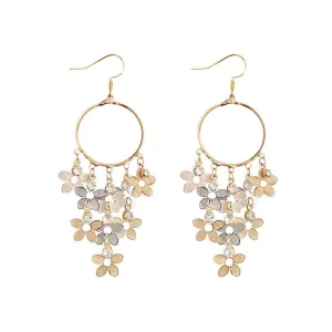 Yellow Chimes Earrings For Women Gold Tone Open Circle Crystal Flower Hanging Hook Drop Earrings For Women and Girls