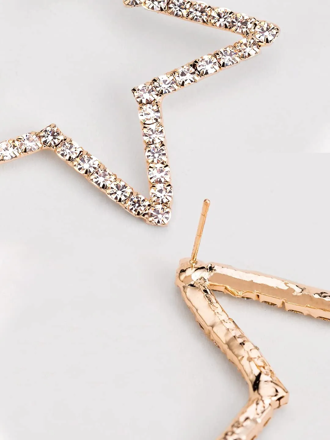Yellow Chimes Earrings For Women Gold Tone Sparkling Crystal Studded Half Star Shaped Stud Earrings For Women and Girls